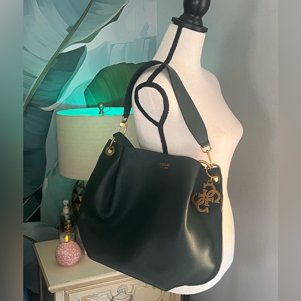 Guess Digital Hobo Handbag Purse Forest Green